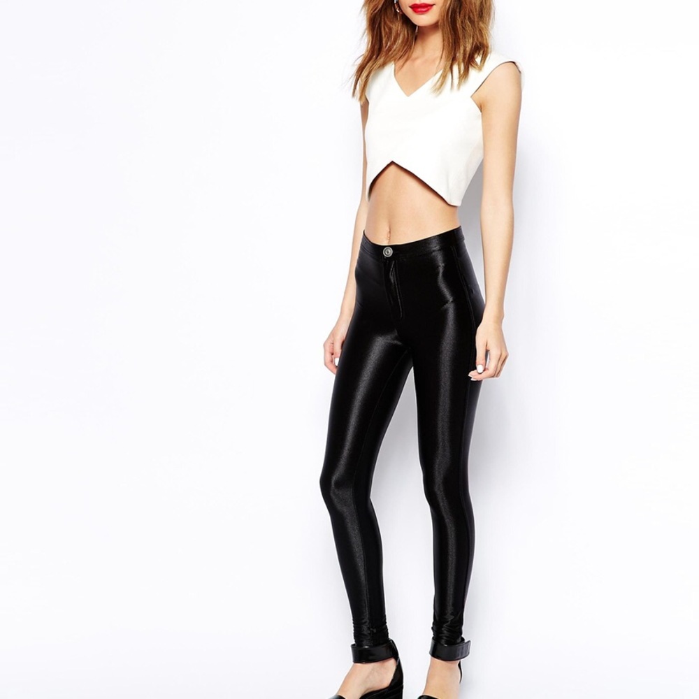 American Apparel Shiny Disco Pant in Black